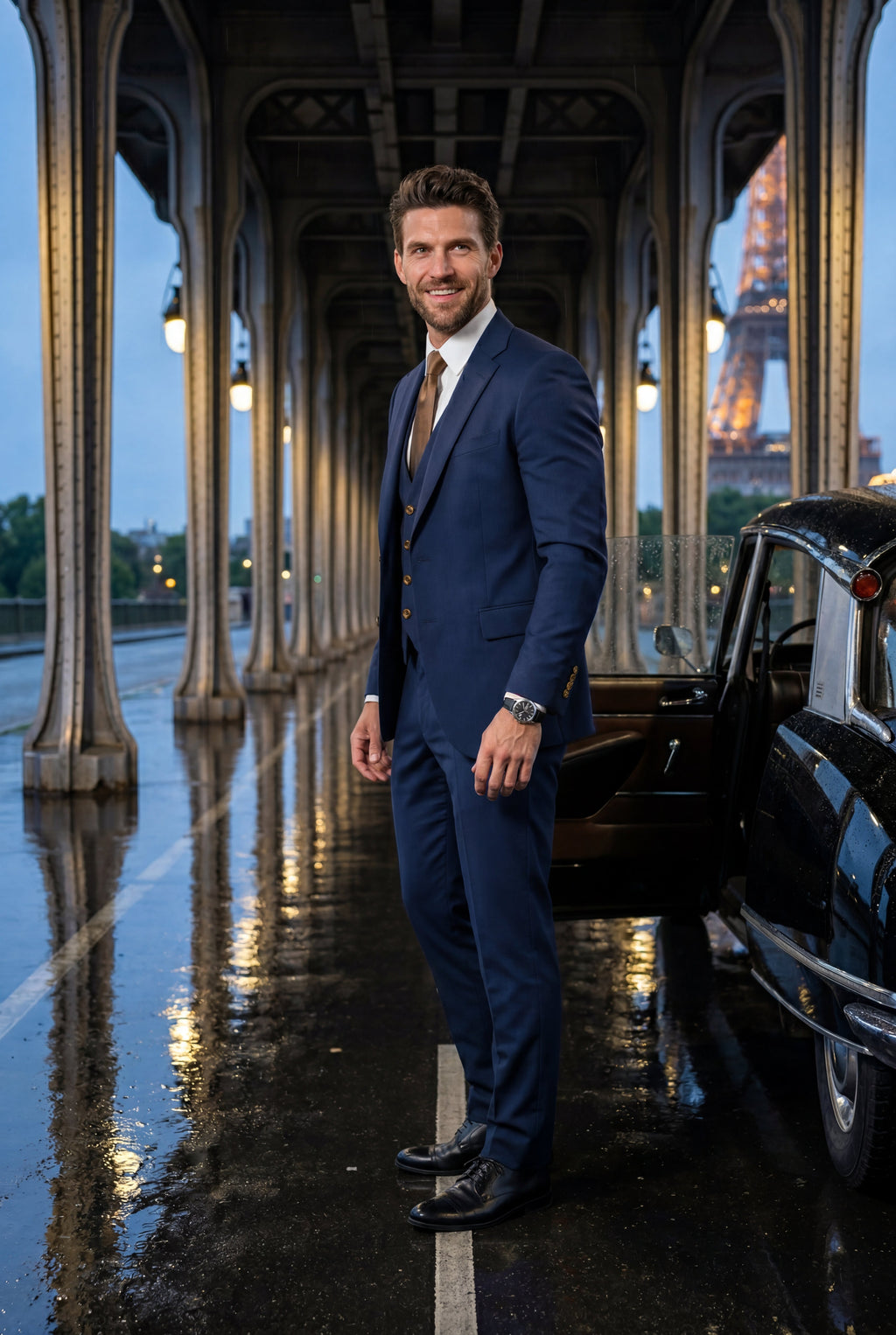 Gio | Slim-fit Three-piece Wedding Suit with Notch Lapel Blazer