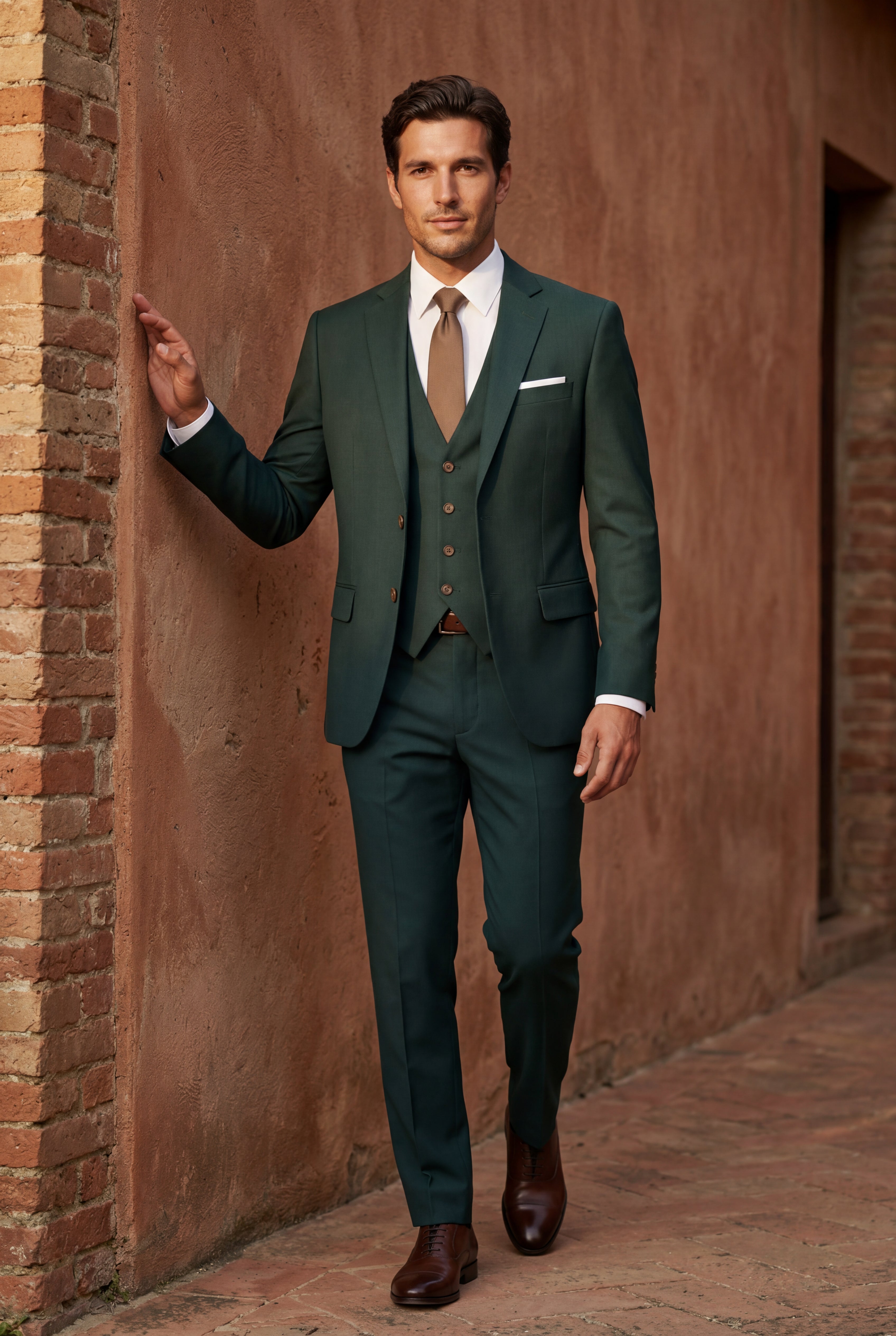 Gio | Slim-fit Three-piece Wedding Suit with Notch Lapel Blazer