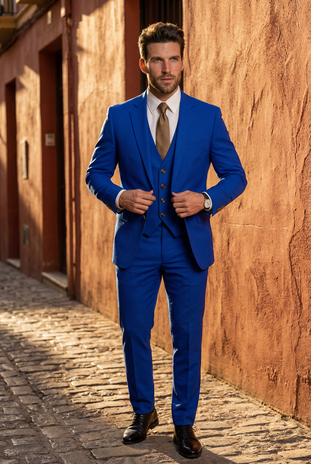 Gio | Slim-fit Three-piece Wedding Suit with Notch Lapel Blazer