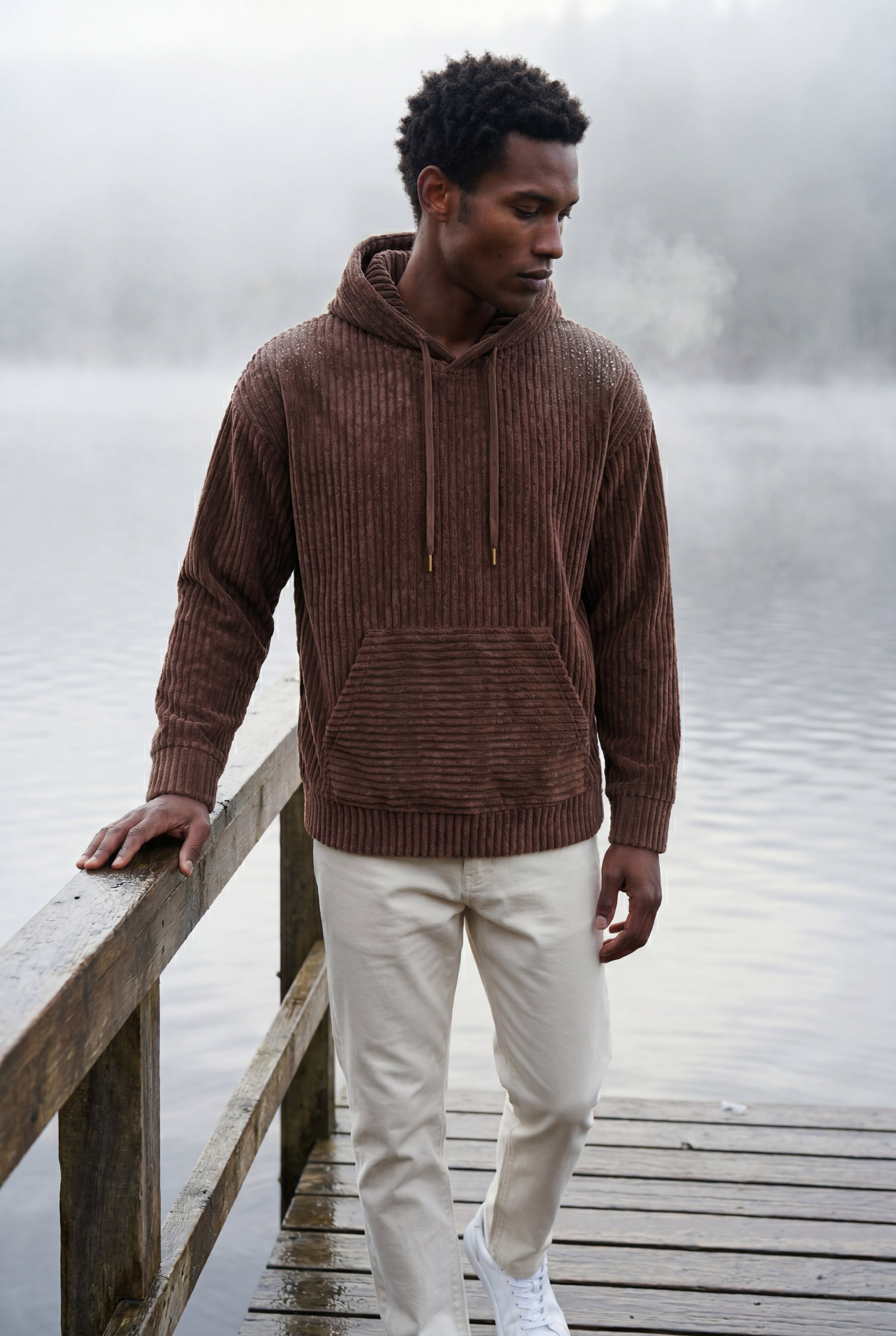Liam | Texture Hooded Pullover Jacket with Kangaroo Pocket