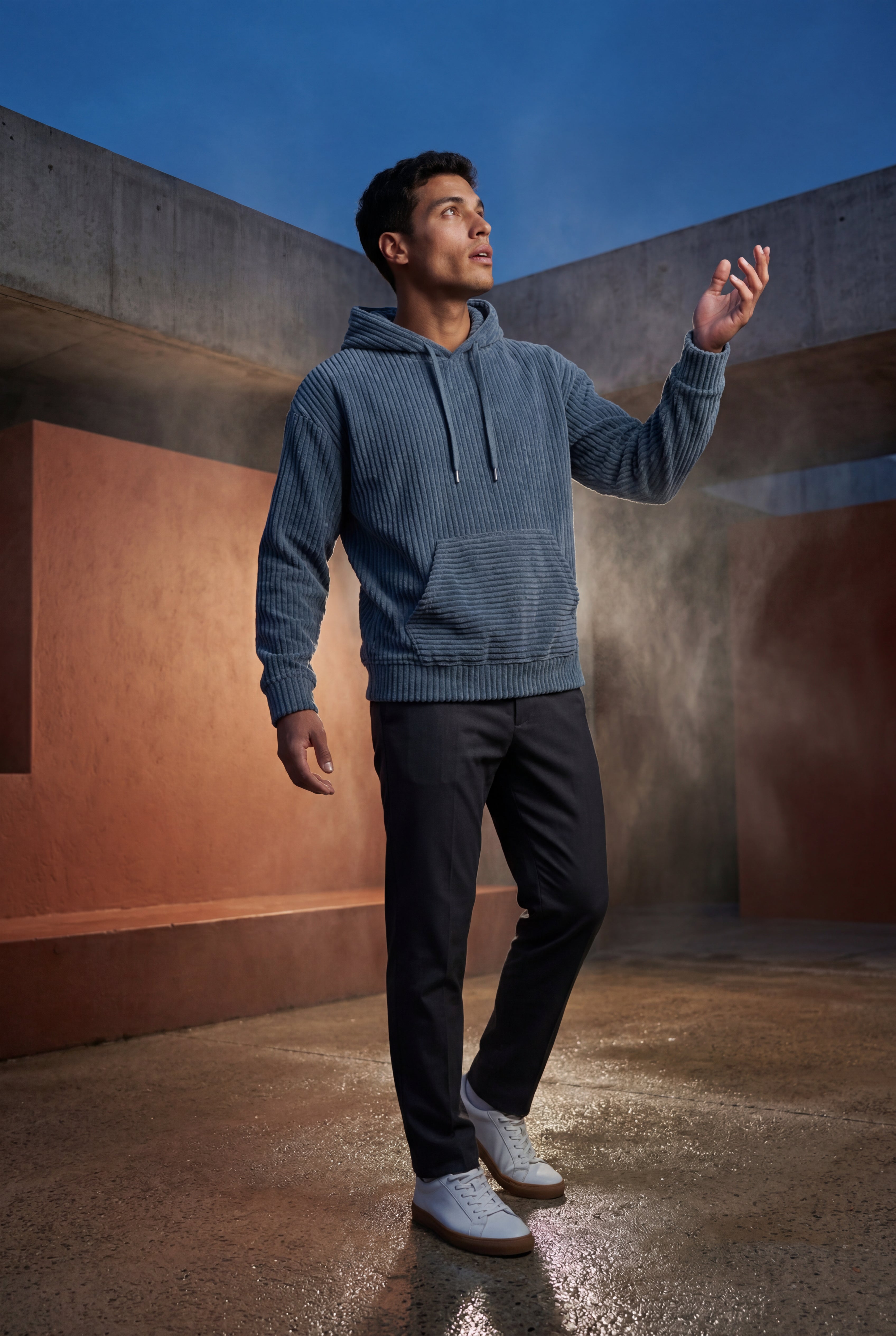 Liam | Texture Hooded Pullover Jacket with Kangaroo Pocket