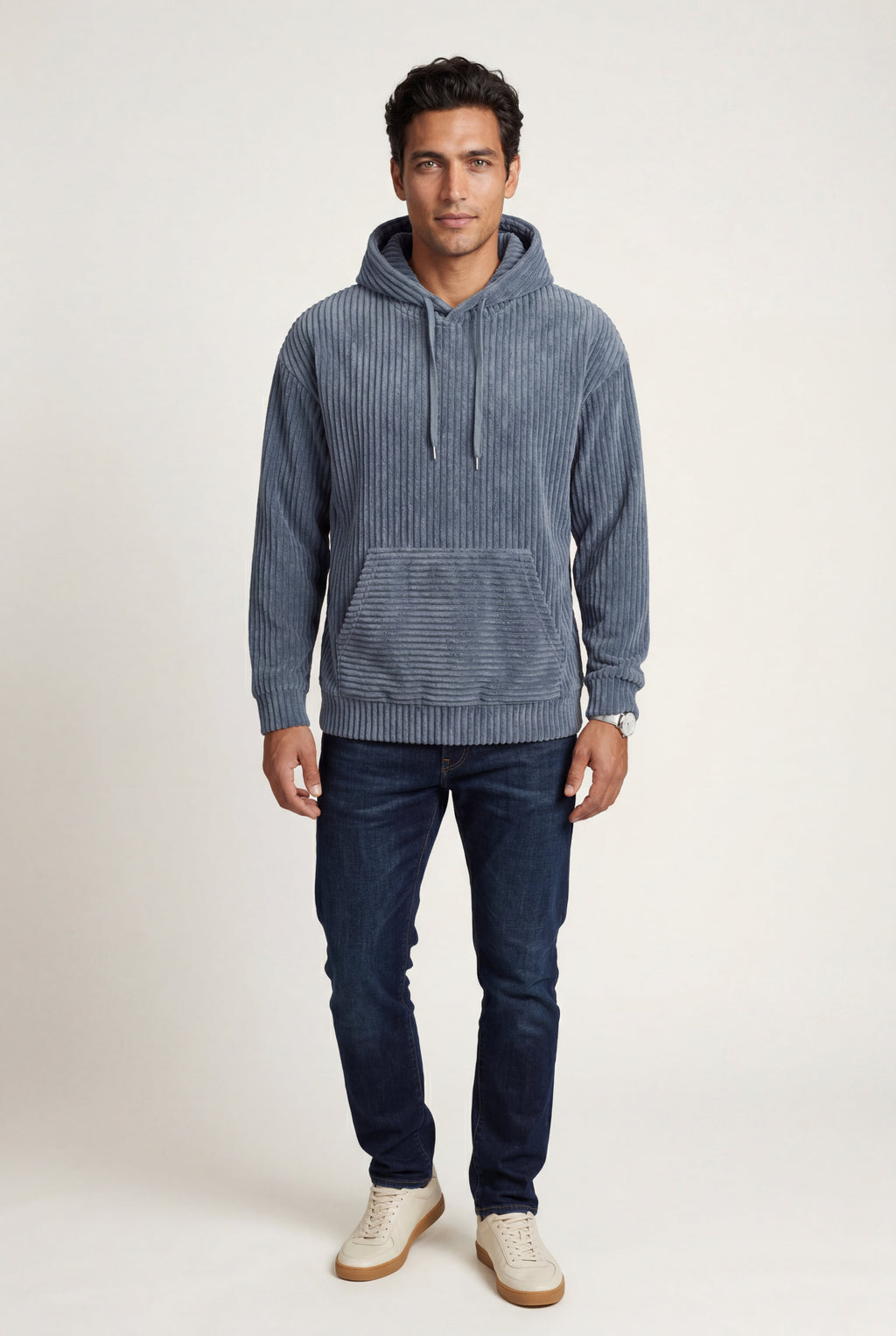 Liam | Texture Hooded Pullover Jacket with Kangaroo Pocket