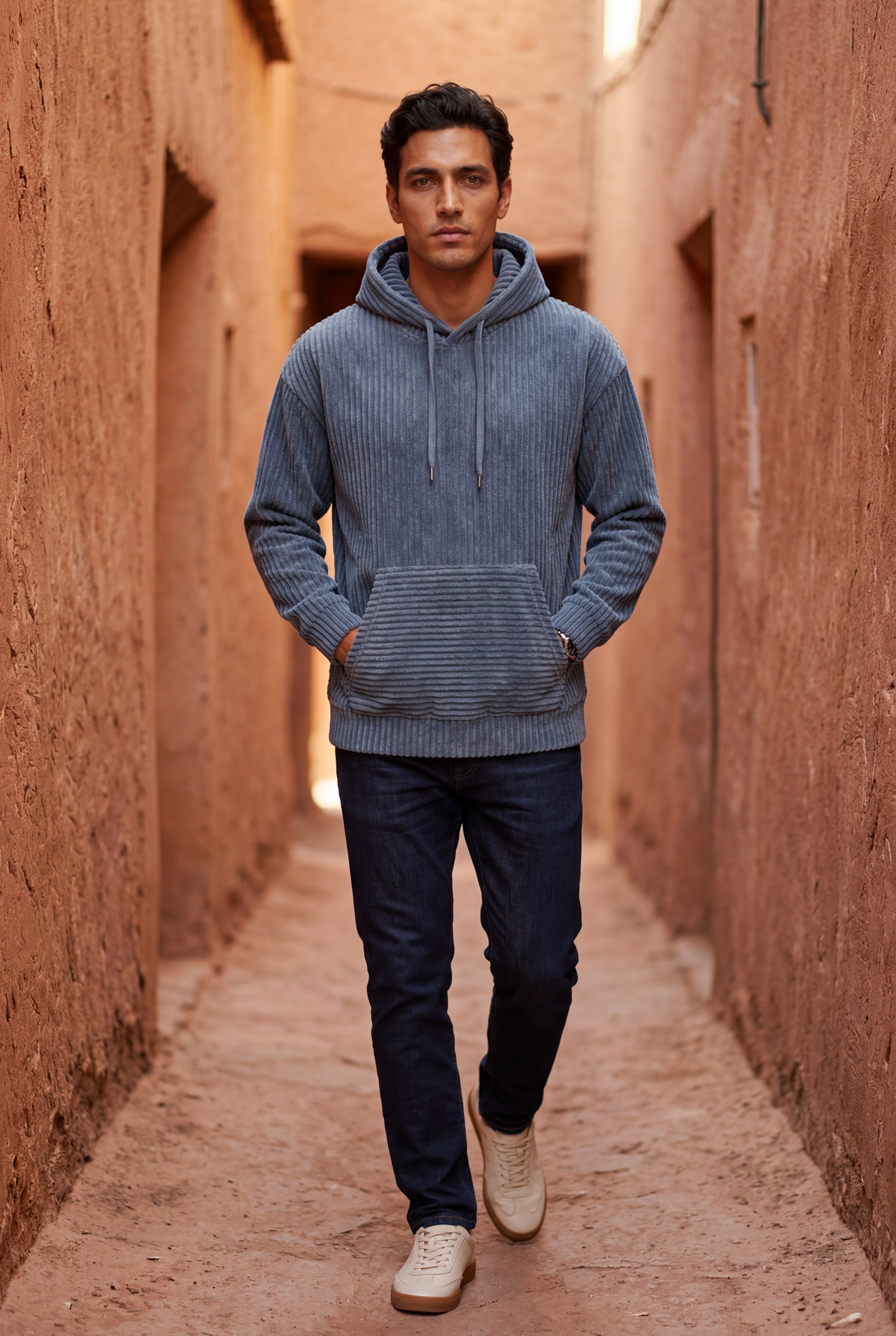 Liam | Texture Hooded Pullover Jacket with Kangaroo Pocket