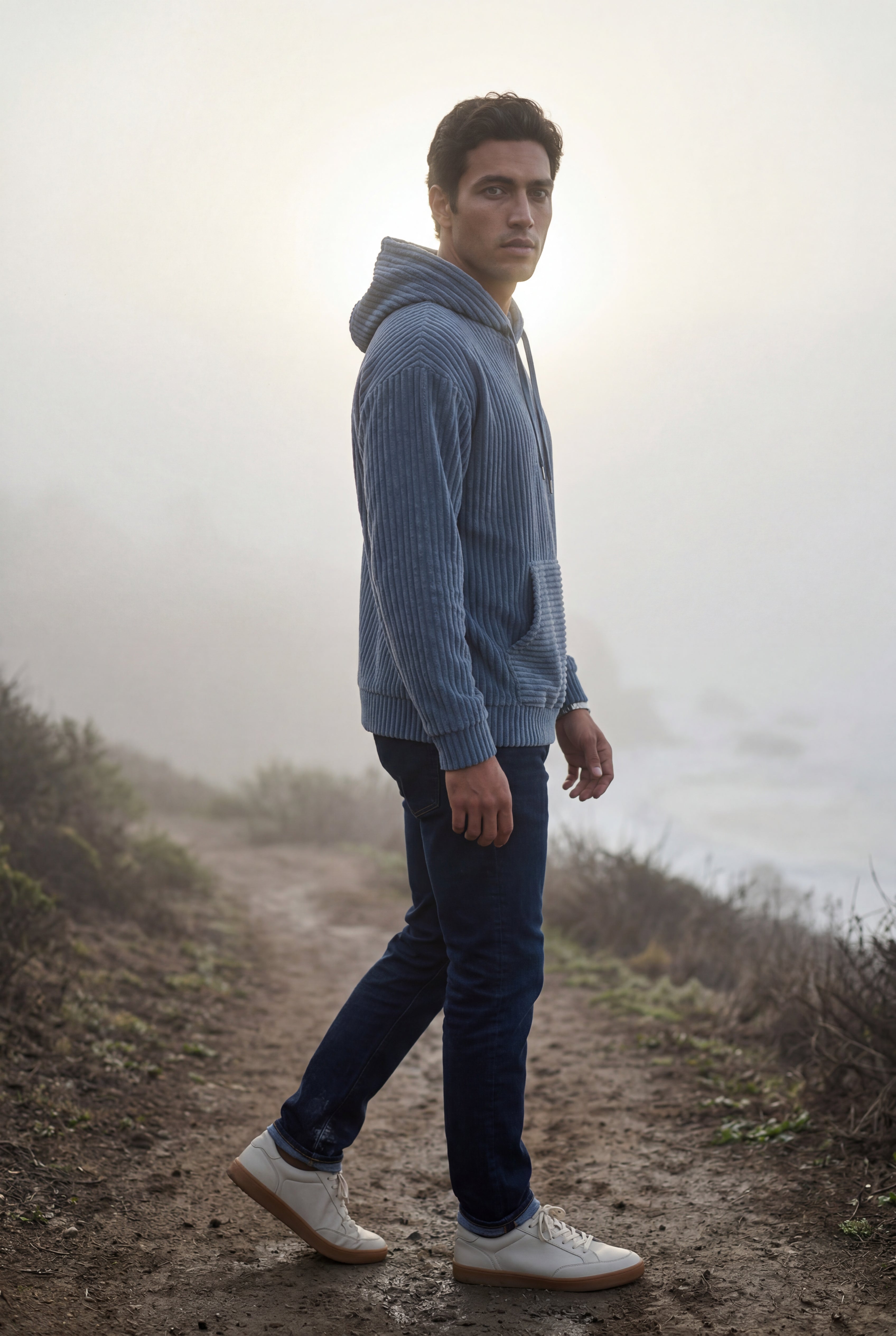 Liam | Texture Hooded Pullover Jacket with Kangaroo Pocket