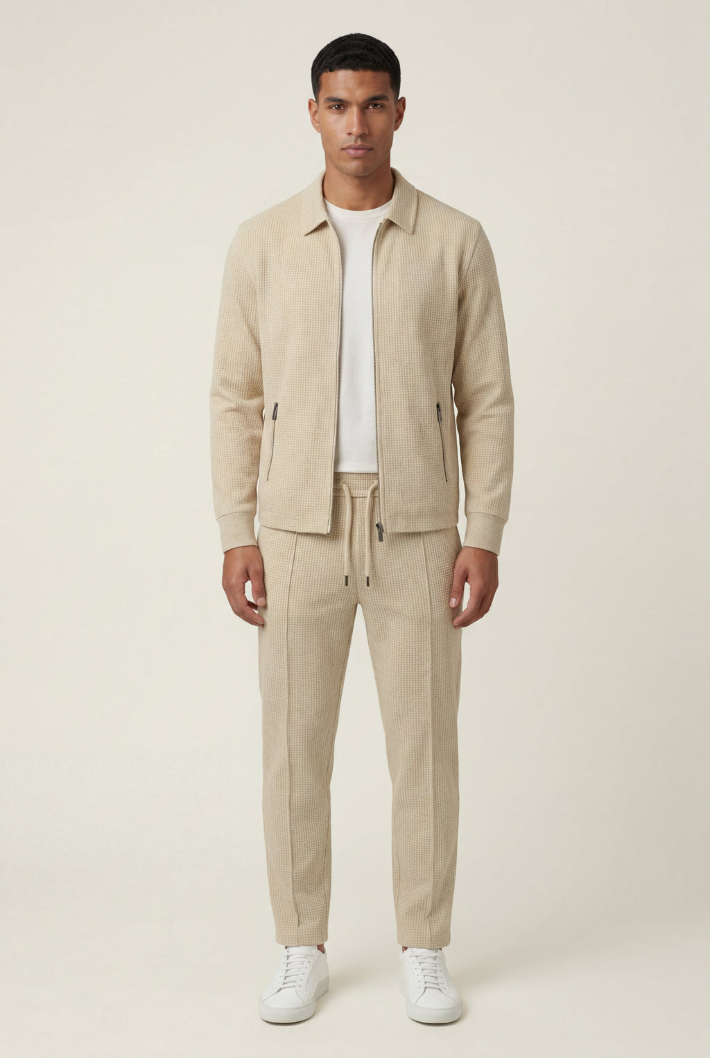 Liam | Textured Zip-up Jacket and Jogger Set with Ribbed Detail