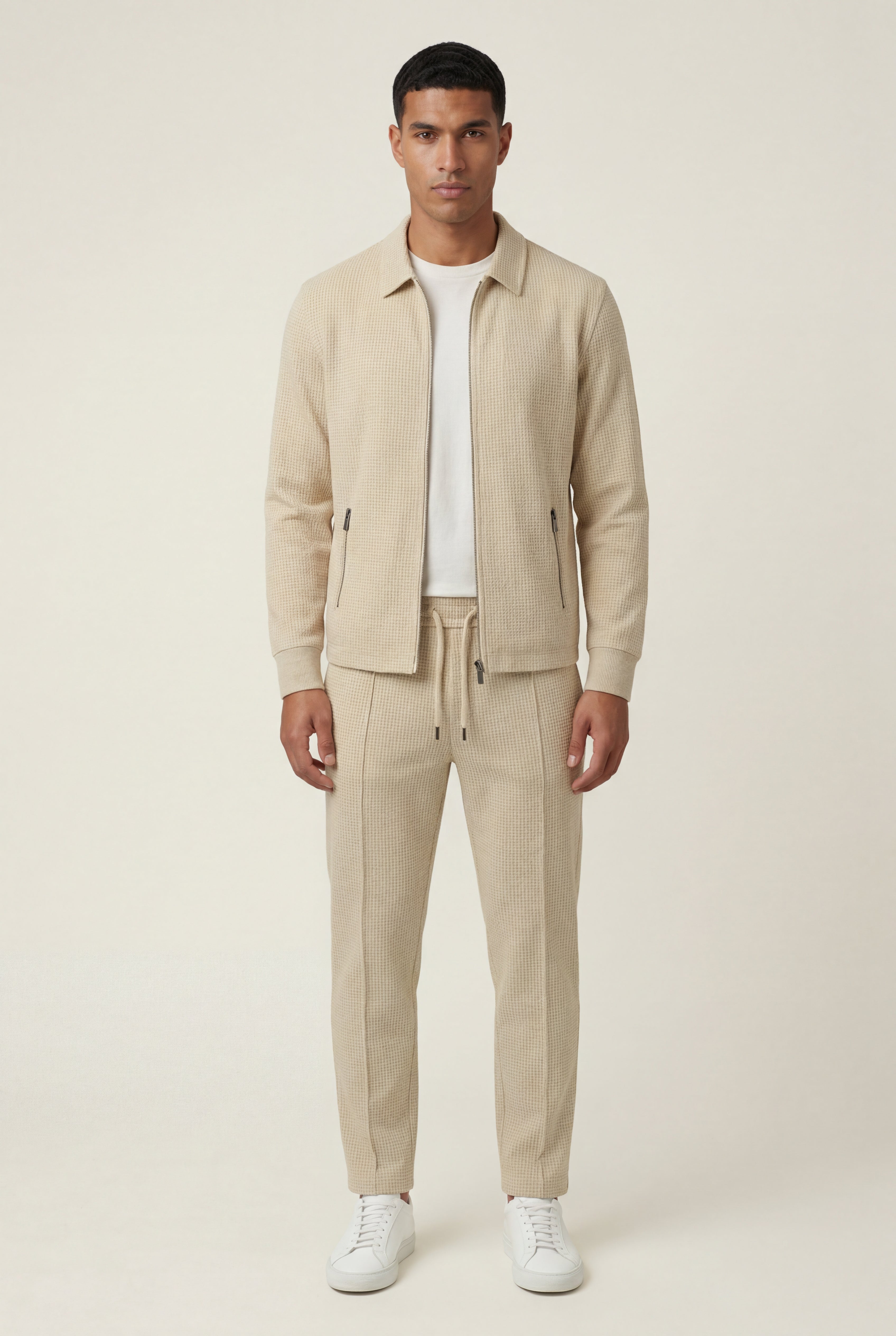 Liam | Textured Zip-up Jacket and Jogger Set with Ribbed Detail