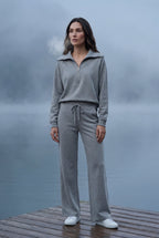 Lia | Wide-leg Zip Collar Lounge Set with Relaxed Pullover