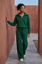 Lia | Wide-leg Zip Collar Lounge Set with Relaxed Pullover