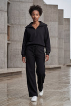 Lia | Wide-leg Zip Collar Lounge Set with Relaxed Pullover