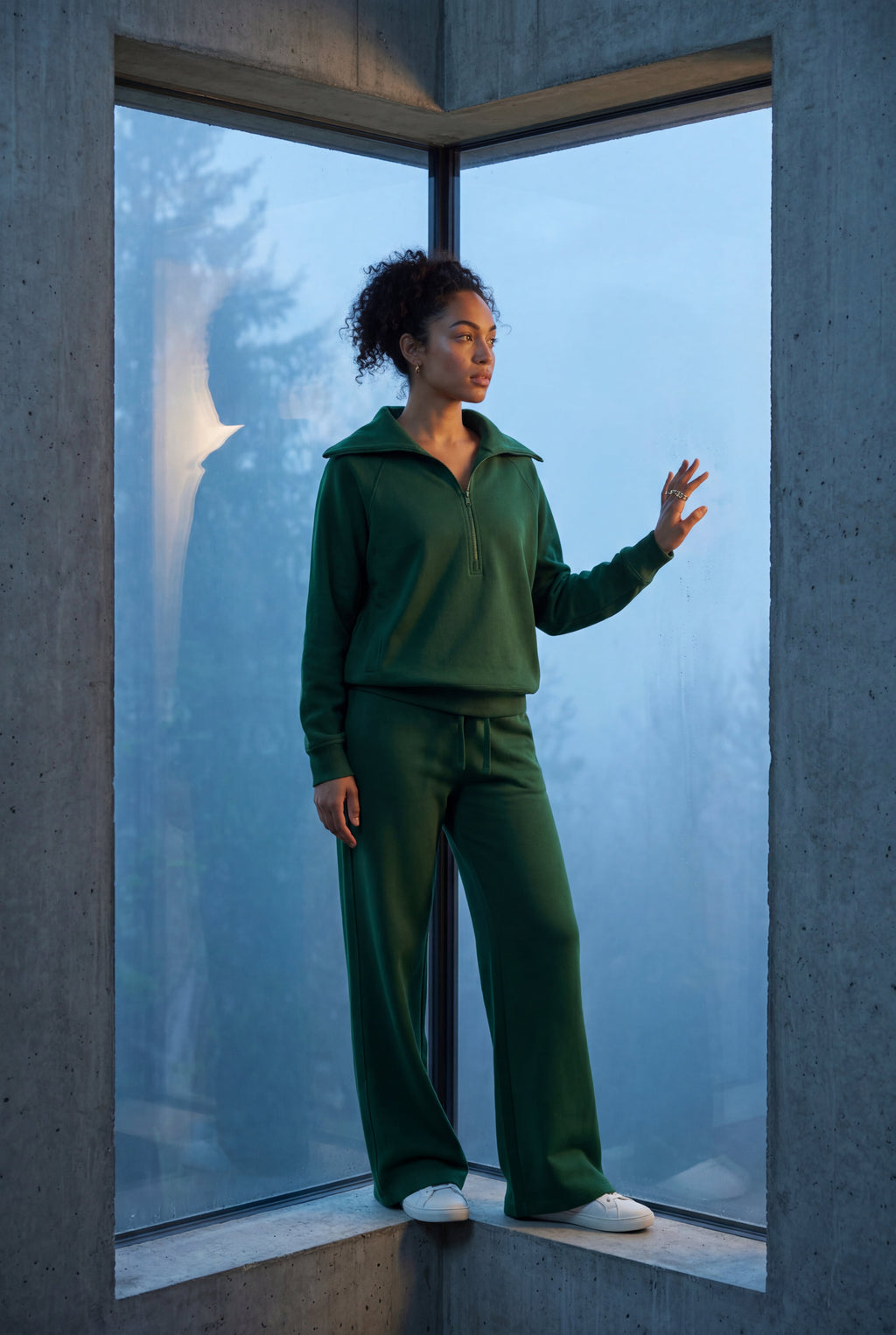 Lia | Wide-leg Zip Collar Lounge Set with Relaxed Pullover