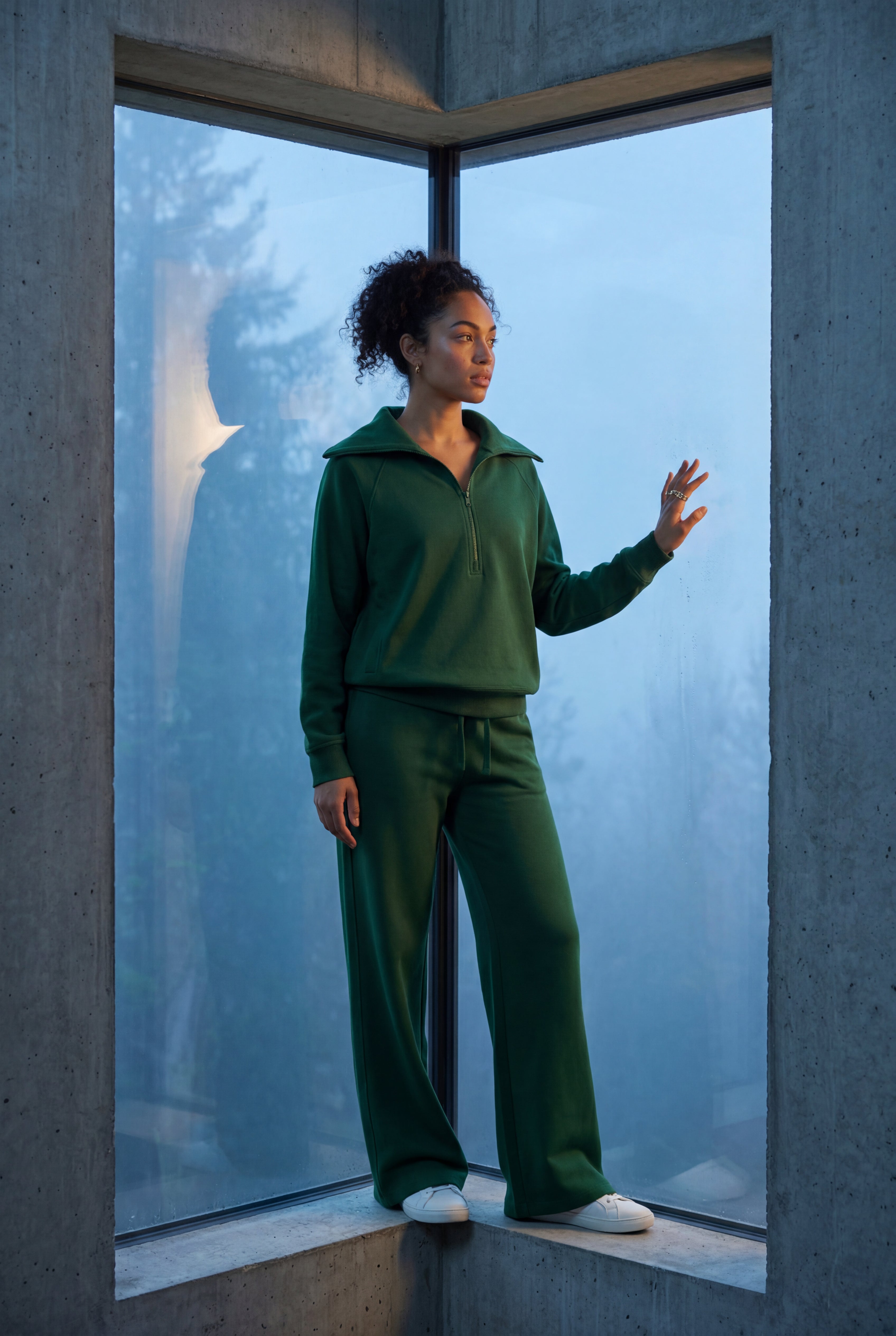 Lia | Wide-leg Zip Collar Lounge Set with Relaxed Pullover