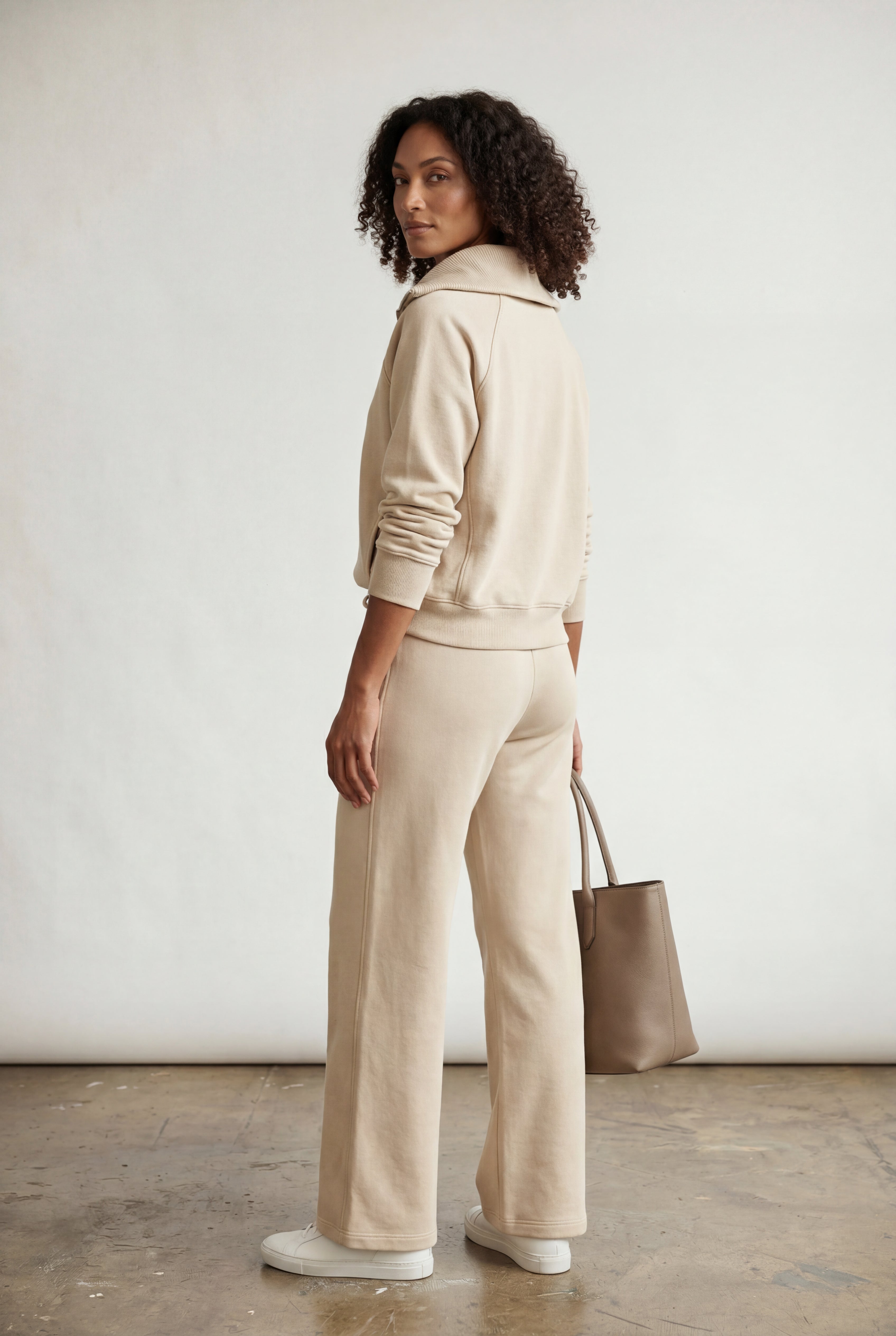 Lia | Wide-leg Zip Collar Lounge Set with Relaxed Pullover