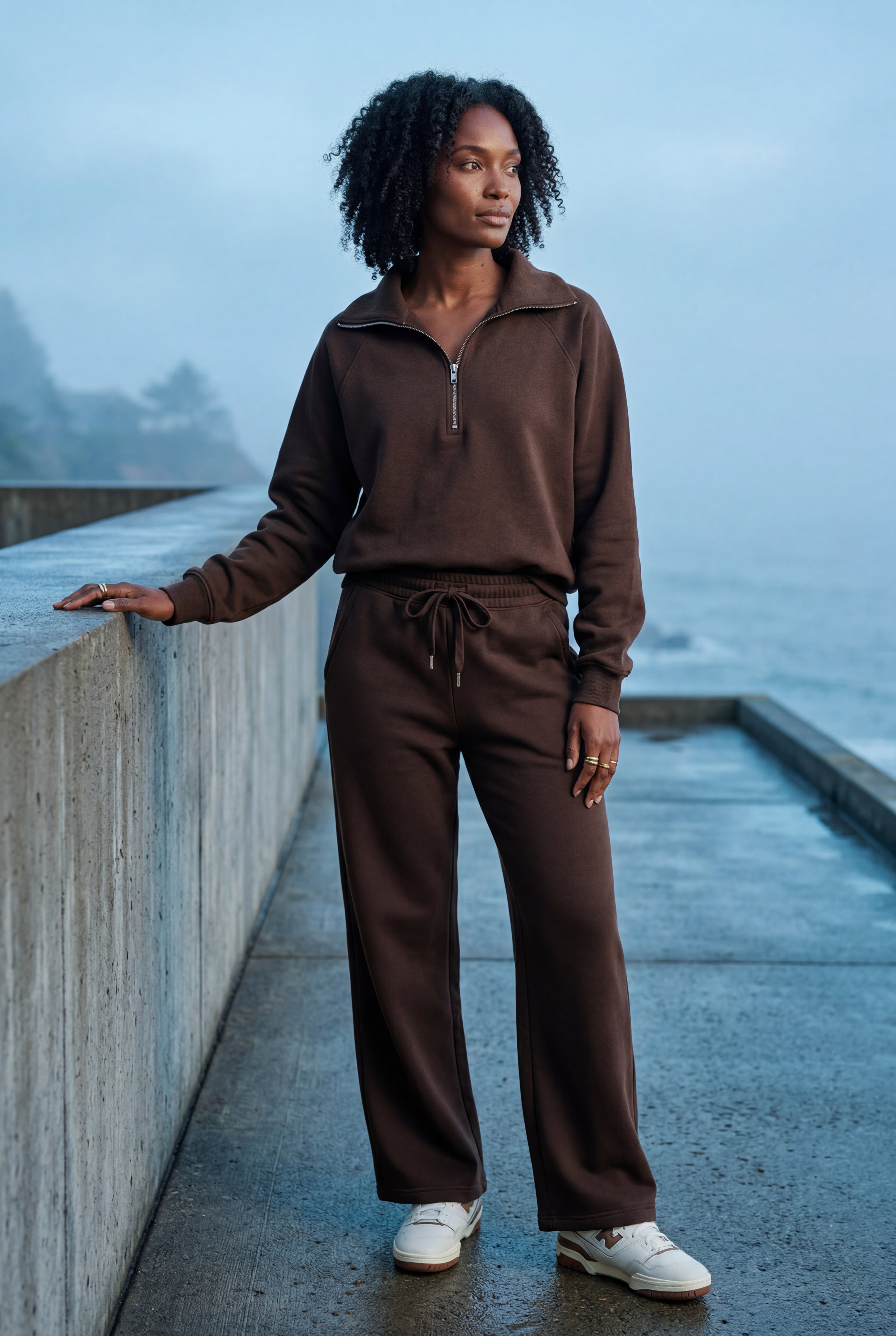 Lia | Wide-leg Zip Collar Lounge Set with Relaxed Pullover