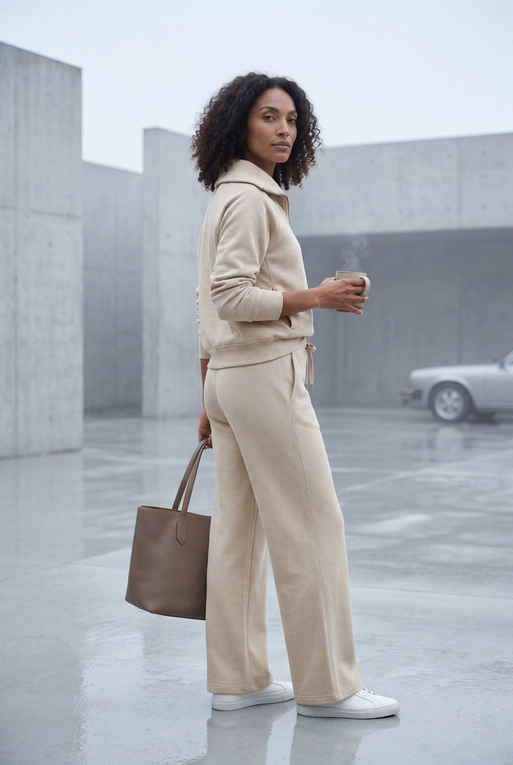 Lia | Wide-leg Zip Collar Lounge Set with Relaxed Pullover