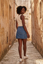 Alyssa | Cargo Pocket A-Line Mini Skirt with Flap Details For Women