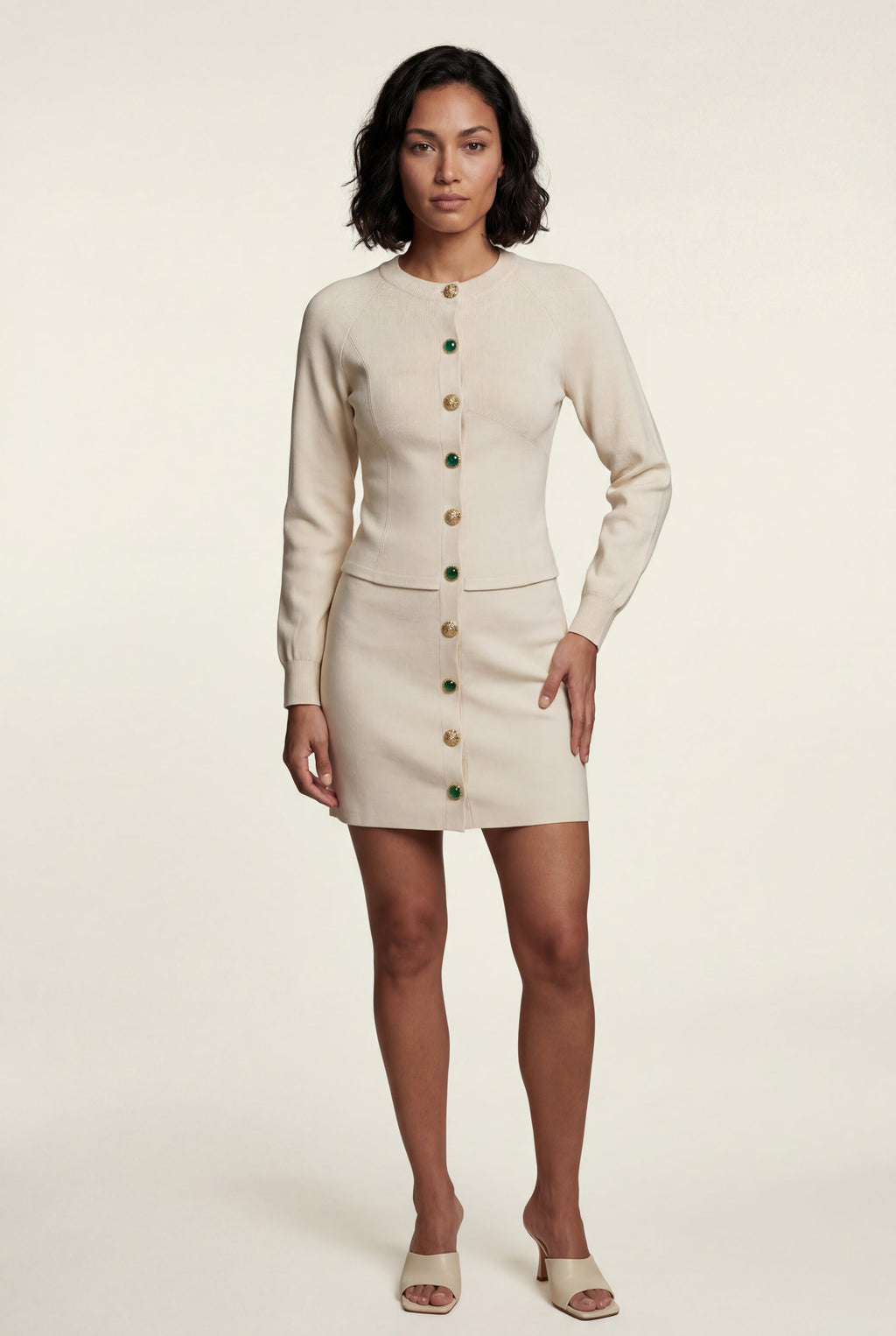 Women's Tailored Button-Front Cardigan and Skirt Set | Senna