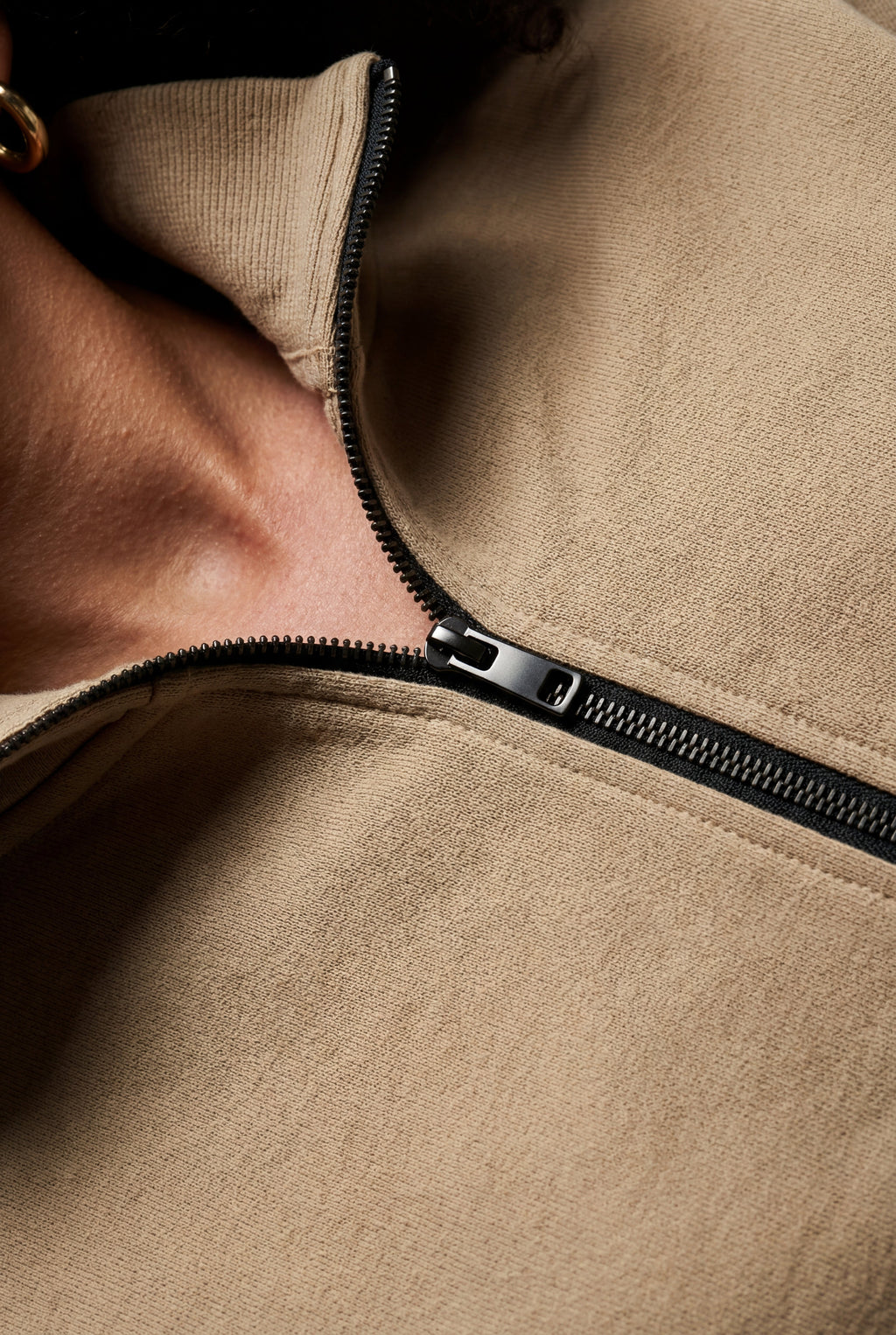 Lisa | Women's Warm Beige Relaxed Half-Zip Sweatshirt and Jogger Set