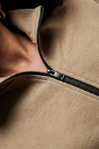 Lisa | Women's Warm Beige Relaxed Half-Zip Sweatshirt and Jogger Set