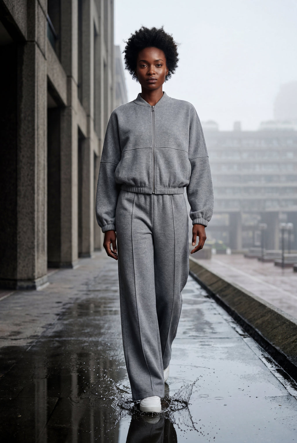 Lucy | Zip-up Bomber Jacket Wide-leg Tracksuit Set