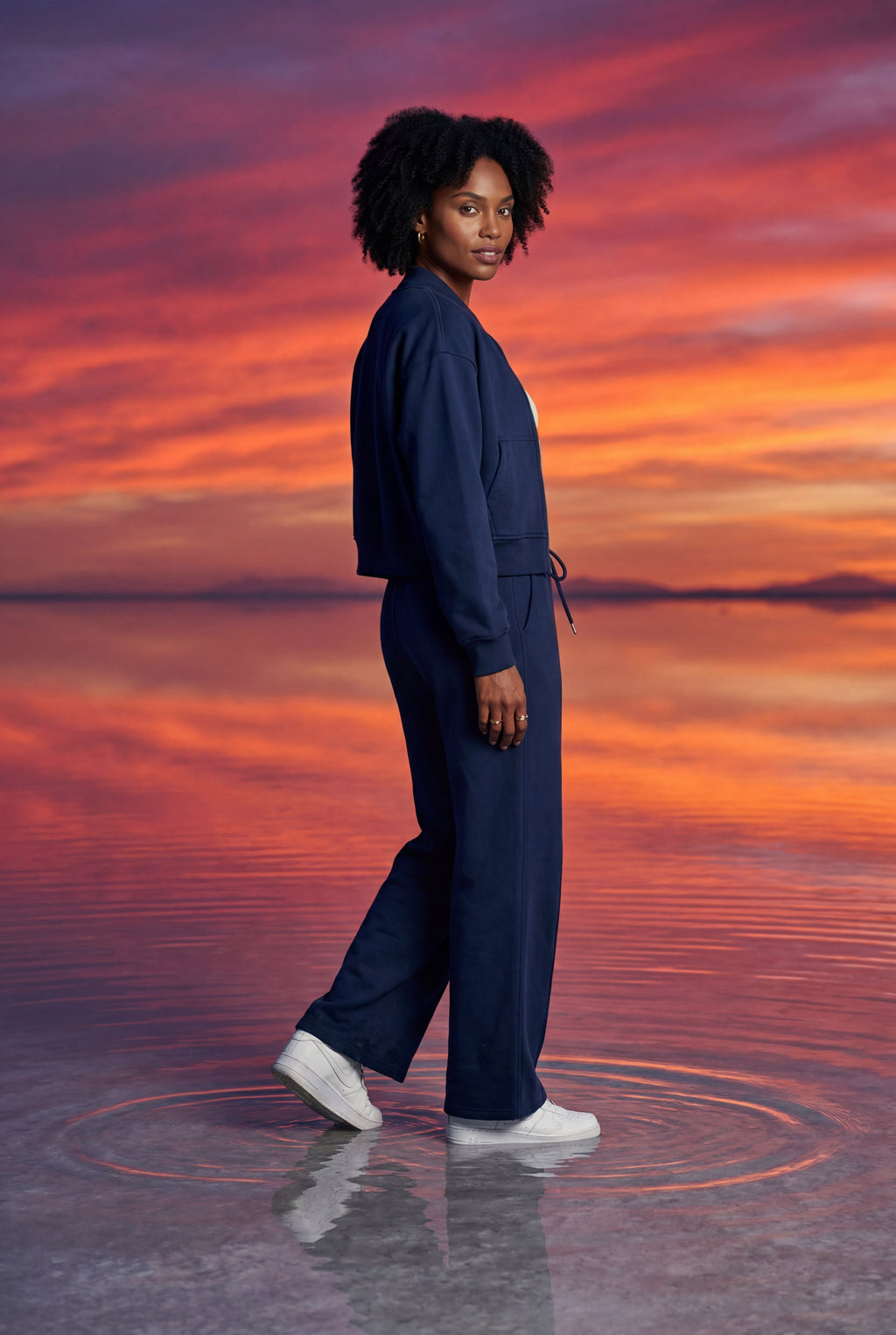 Lucy | Zip-up Bomber Jacket Wide-leg Tracksuit Set