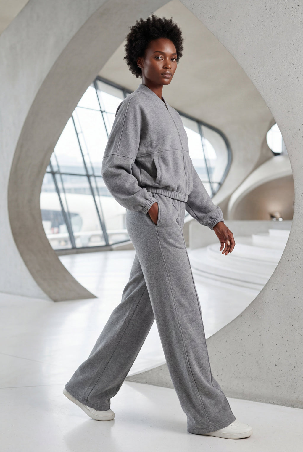 Lucy | Zip-up Bomber Jacket Wide-leg Tracksuit Set