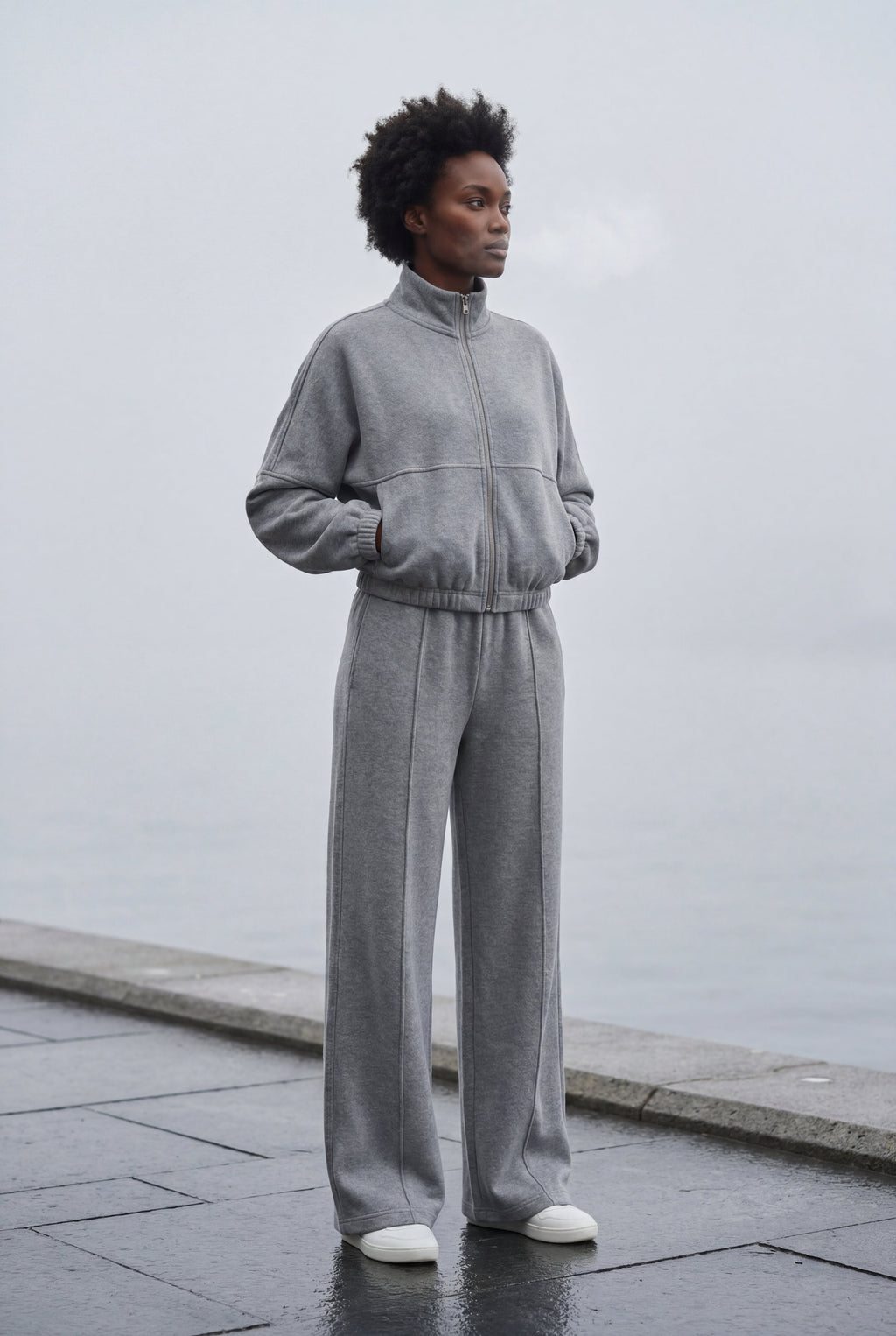 Lucy | Zip-up Bomber Jacket Wide-leg Tracksuit Set