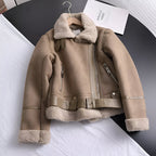 Julia — Winter Suede‑Look Biker Jacket with Faux Fur