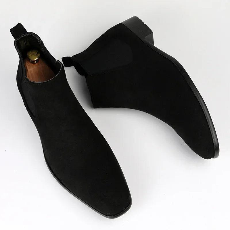 Kian | Almond Toe Chelsea Boots with Low Stacked Heel