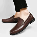 Liam | Almond Toe Slip-on Classic Loafers with Contrast Stitching