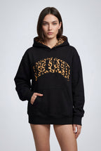 Lia | Animal Print Appliqué Relaxed Fit Casual Hoodie