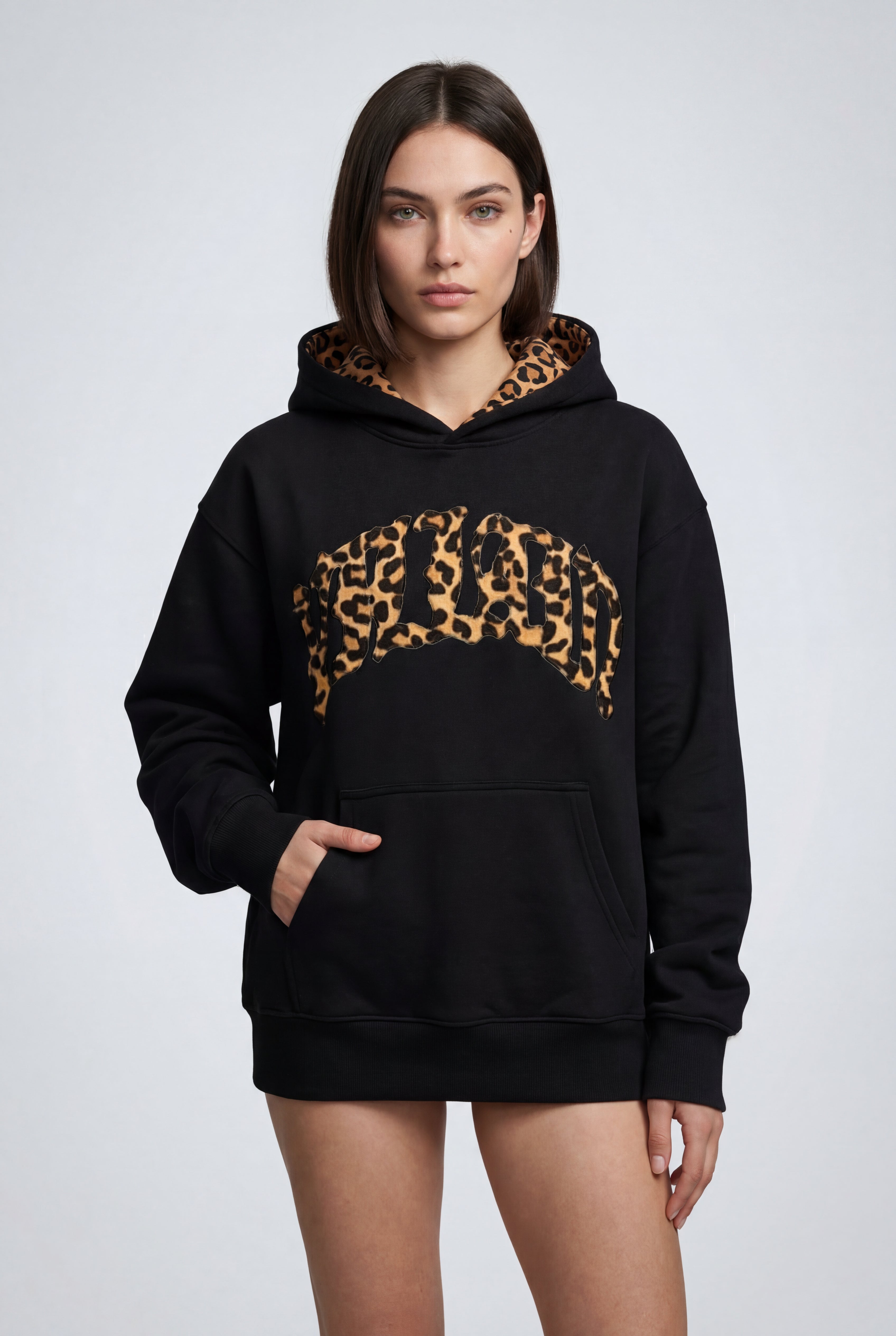 Lia | Animal Print Appliqué Relaxed Fit Casual Hoodie