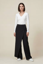 Lia | Asymmetrical Wrap Front Wide Leg Trousers