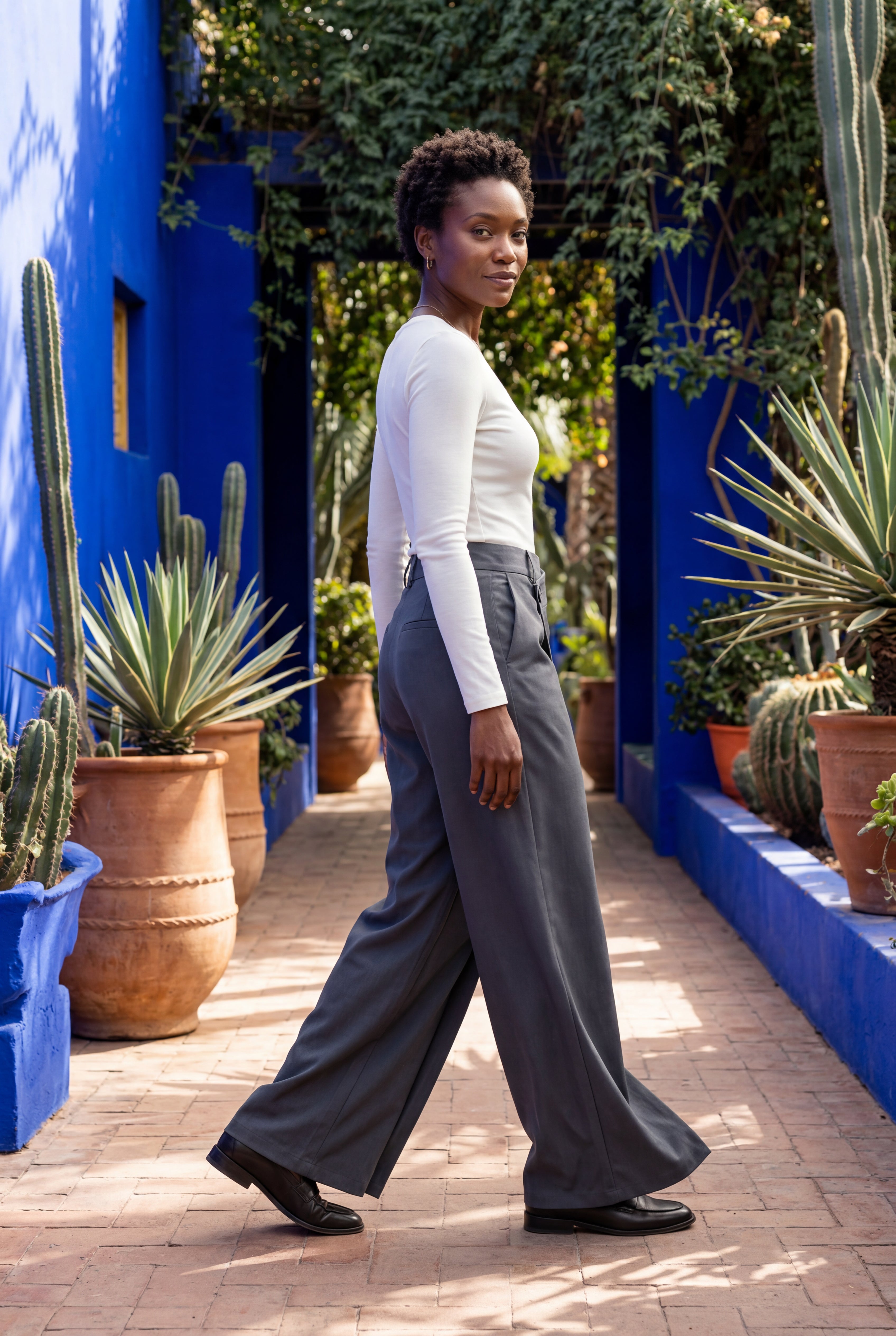 Lia | Asymmetrical Wrap Front Wide Leg Trousers