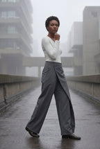 Lia | Asymmetrical Wrap Front Wide Leg Trousers