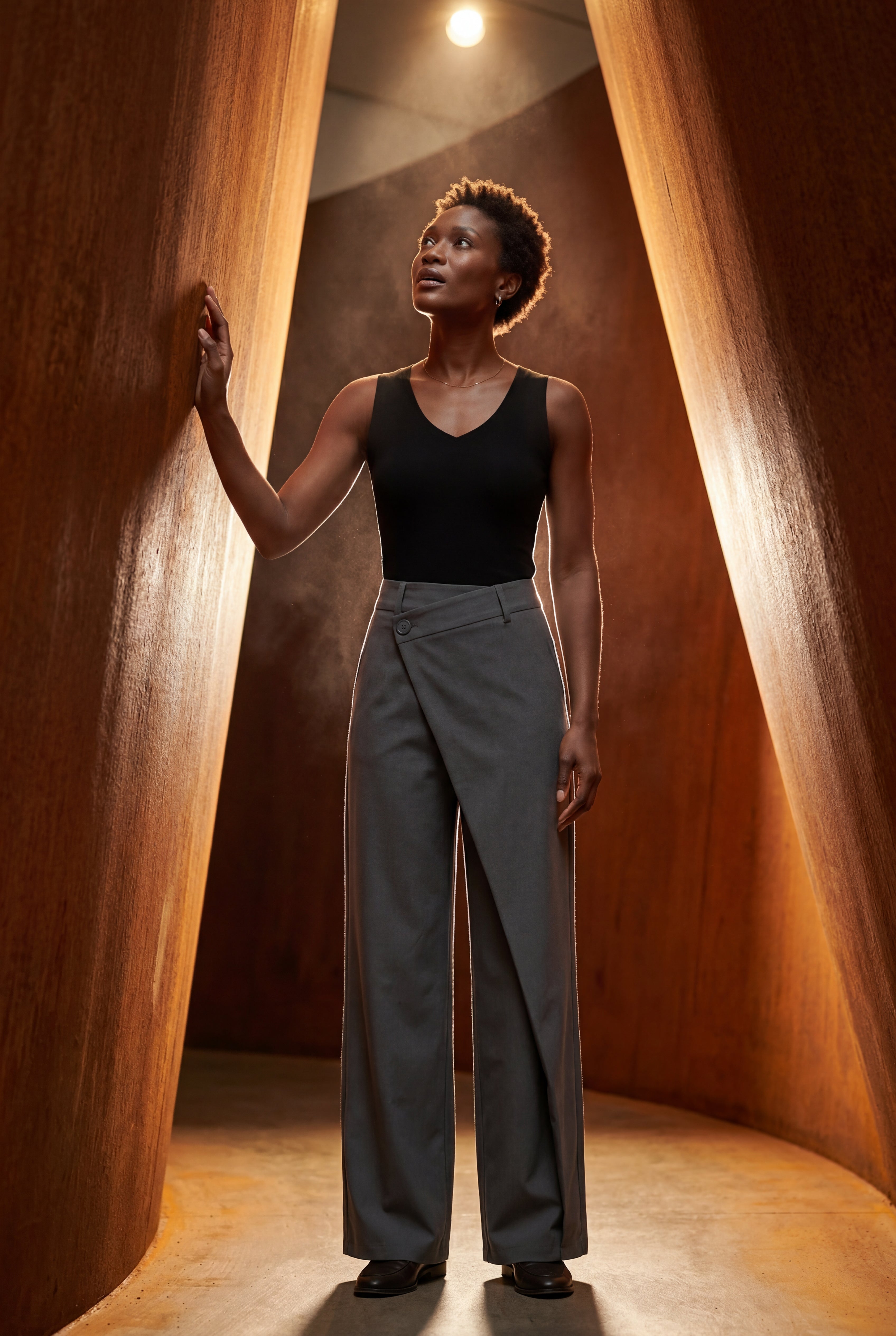 Lia | Asymmetrical Wrap Front Wide Leg Trousers