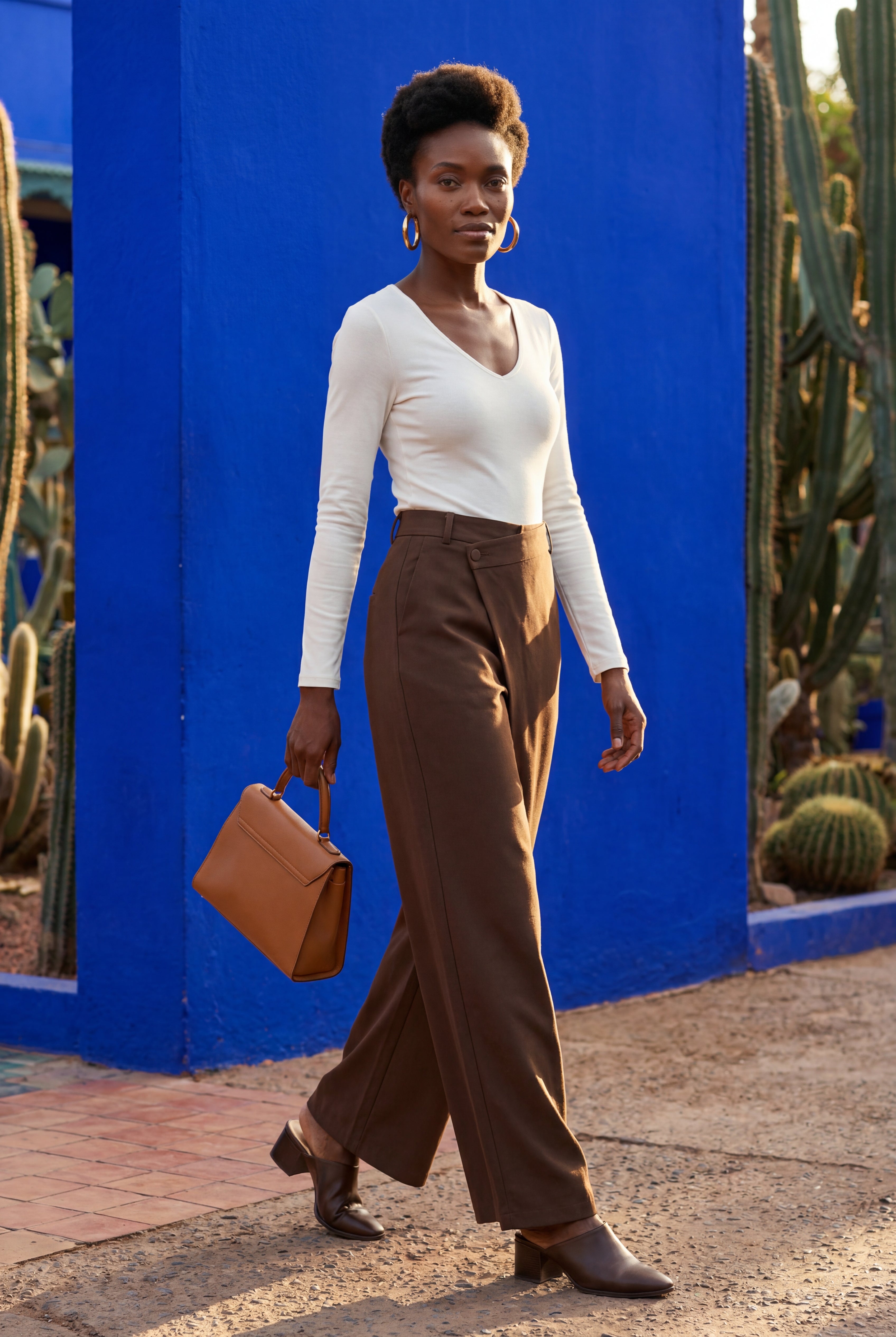 Lia | Asymmetrical Wrap Front Wide Leg Trousers