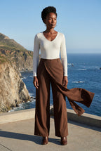 Lia | Asymmetrical Wrap Front Wide Leg Trousers