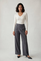 Lia | Asymmetrical Wrap Front Wide Leg Trousers