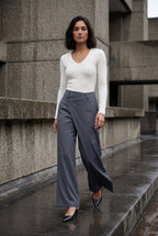 Lia | Asymmetrical Wrap Front Wide Leg Trousers