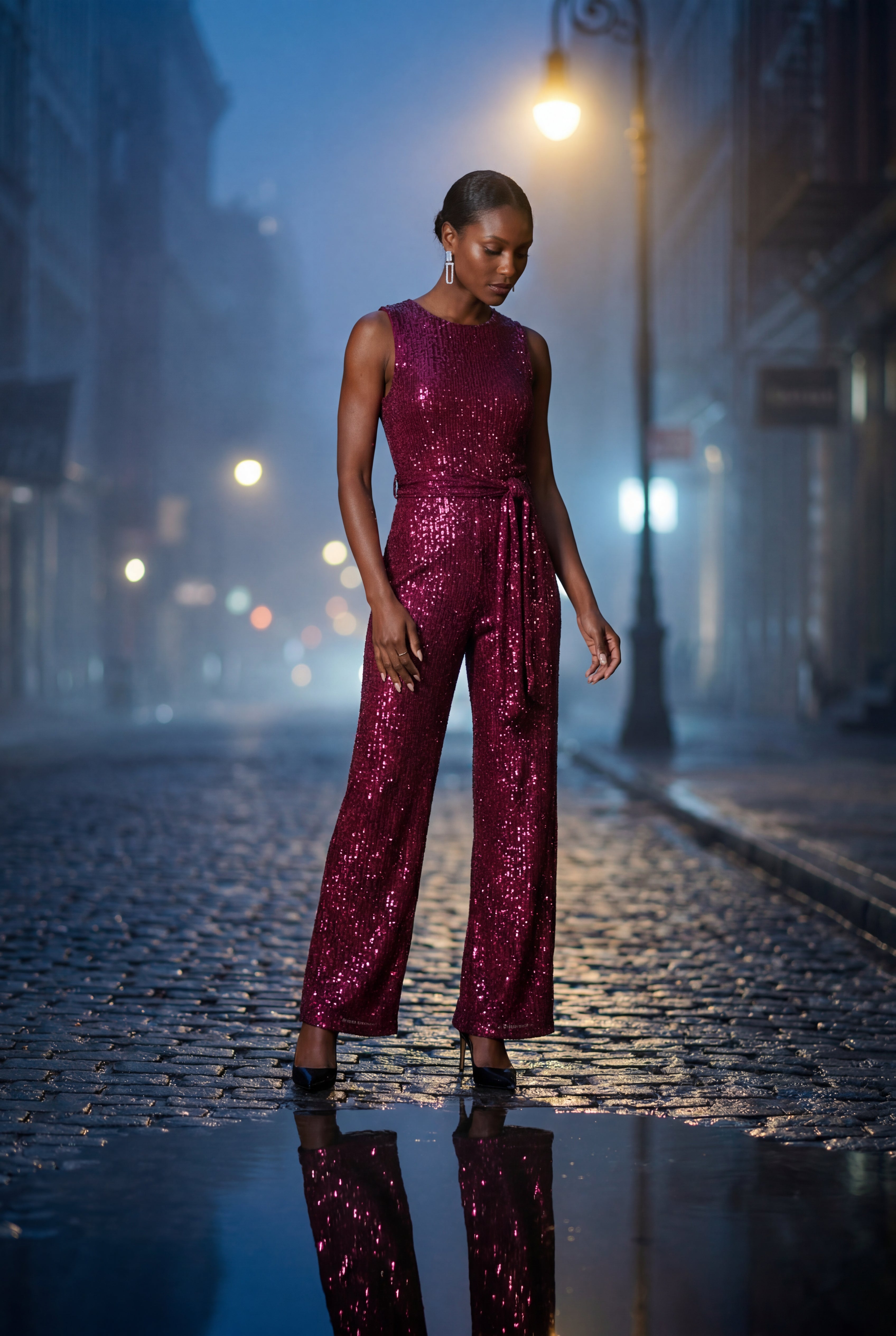 Elcevi | Belted Sleeveless Wide-leg Jumpsuit For Women