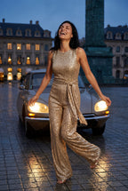 Elcevi | Belted Sleeveless Wide-leg Jumpsuit For Women