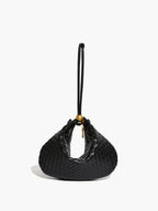 Lieke | Black Crescent Mini Hobo Handbag Gold Ball Detail