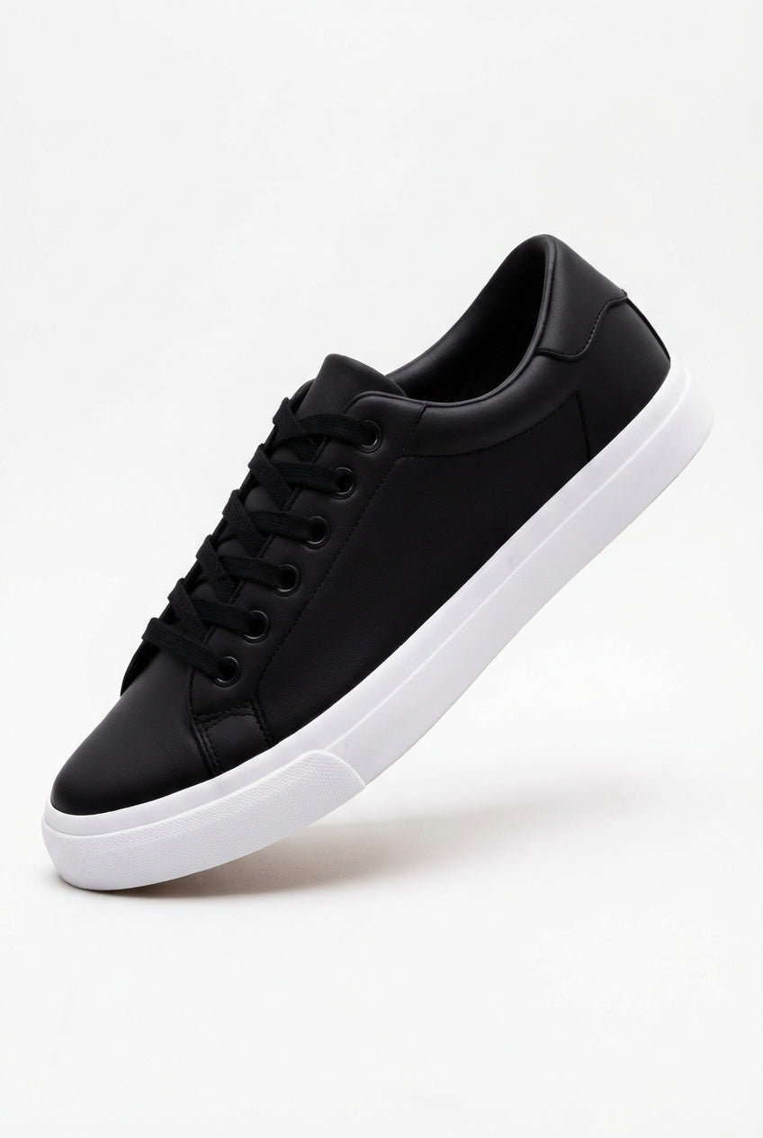 Liam | Black Minimalist Low-top Lace-up Sneakers