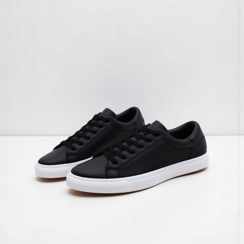 Liam | Black Minimalist Low-top Lace-up Sneakers