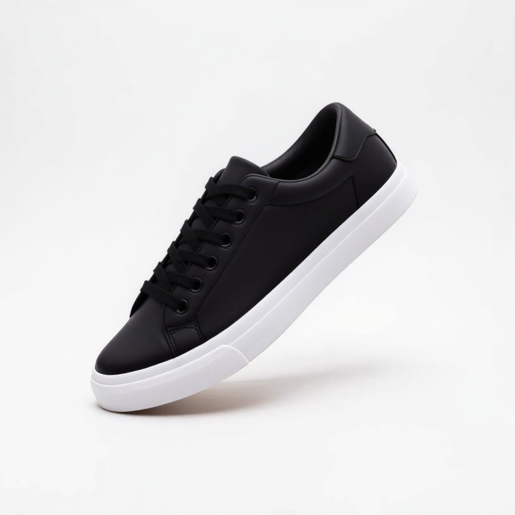 Liam | Black Minimalist Low-top Lace-up Sneakers