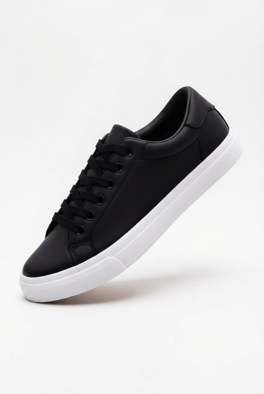 Liam | Black Minimalist Low-top Lace-up Sneakers