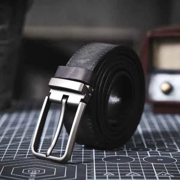 Kian | Brushed Silver Buckle Classic Dress Belt