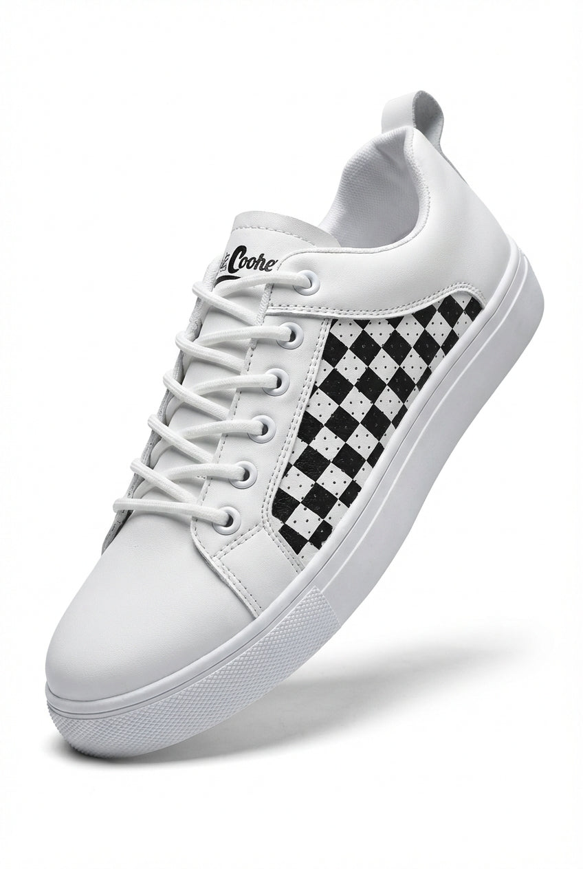 Gio | Checkered Panel Low-top Lace-up Sneakers