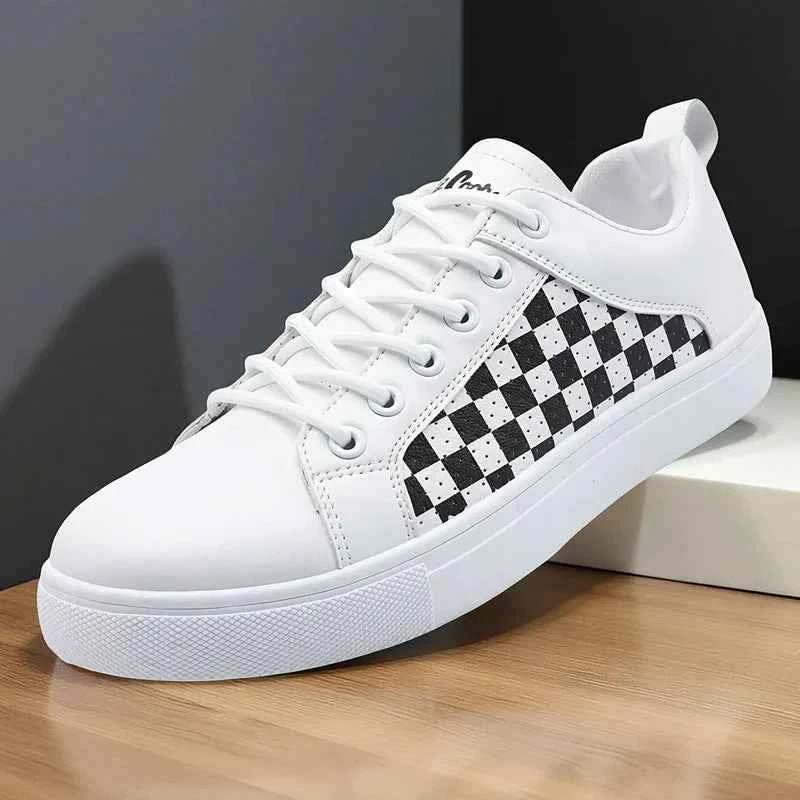 Gio | Checkered Panel Low-top Lace-up Sneakers