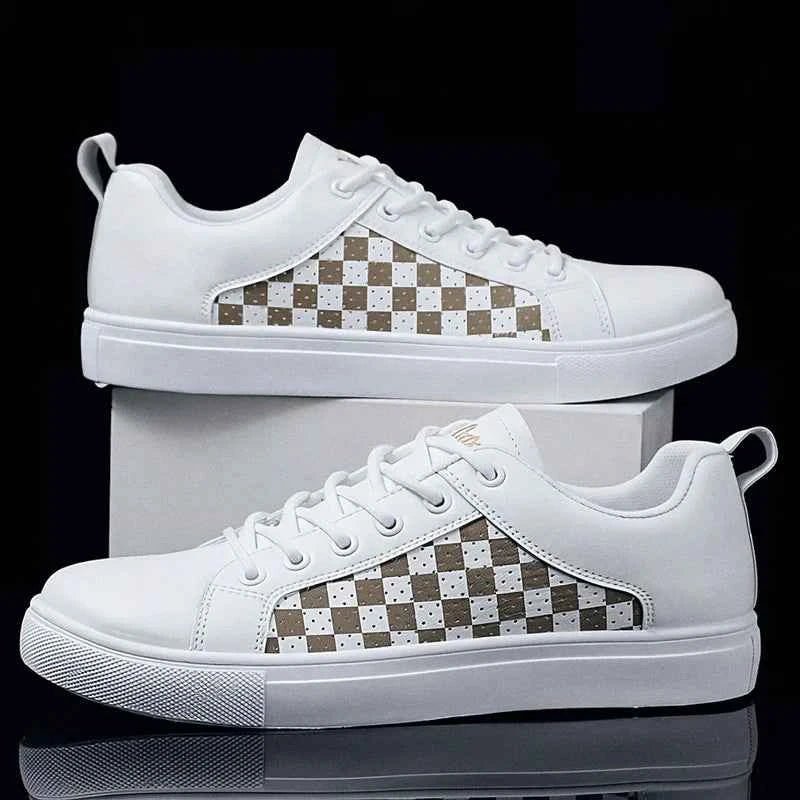 Gio | Checkered Panel Low-top Lace-up Sneakers